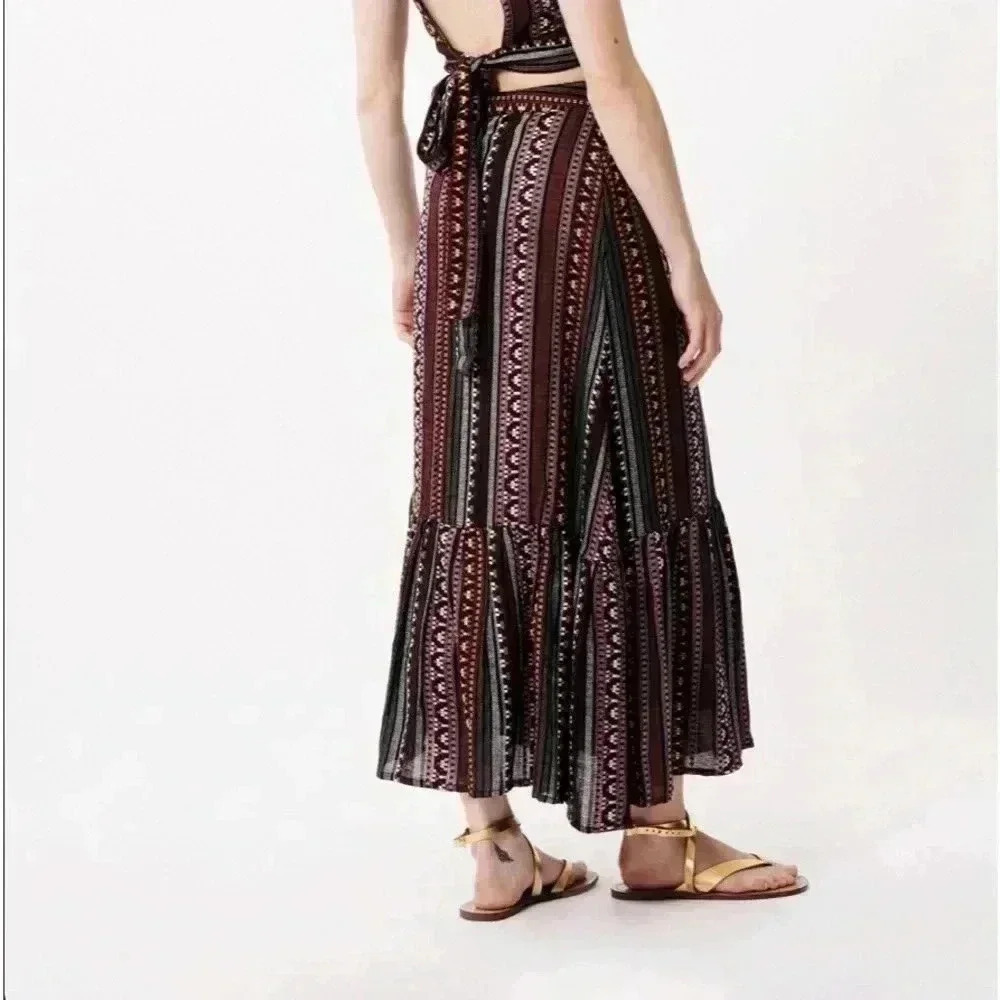 FRNCH your grandmothers tapestry bohemian maxi skirt size mauve